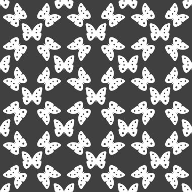 Kelebek web simgesi. düz tasarım. Dikişsiz desen gri.