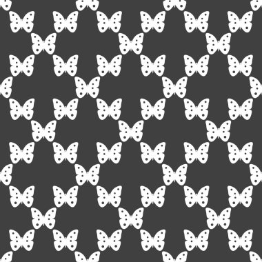 Kelebek web simgesi. düz tasarım. Dikişsiz desen gri.