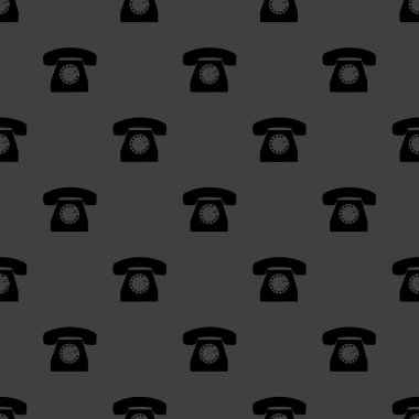 Retro telefon web simgesi. düz tasarım. Dikişsiz desen gri.