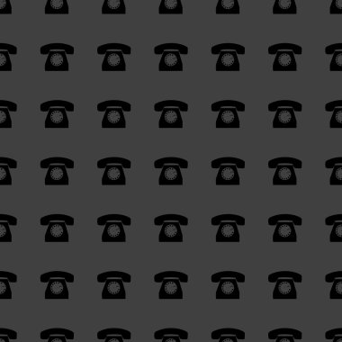 Retro telefon web simgesi. düz tasarım. Dikişsiz desen gri.