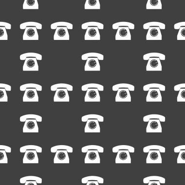 Retro telefon web simgesi. düz tasarım. Dikişsiz desen gri.