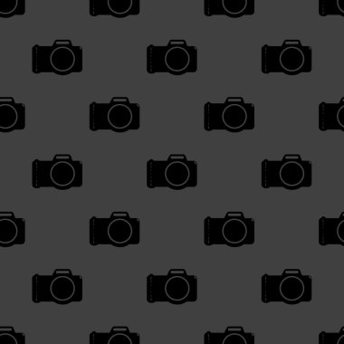fotoğraf kamera web simgesi. düz tasarım. Dikişsiz desen gri.