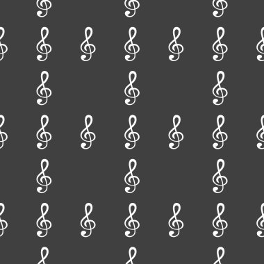 Müzik öğelerini notları web simgesi. düz tasarım. Dikişsiz desen gri.