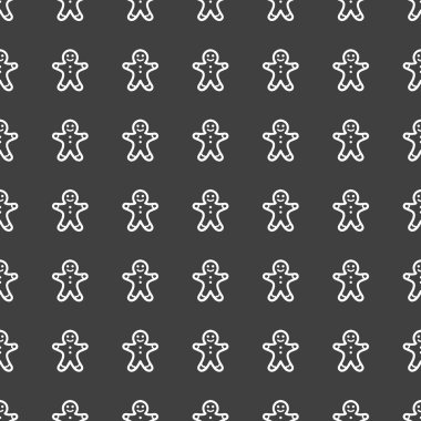 gingerbread web simgesi. düz tasarım. Dikişsiz desen gri.