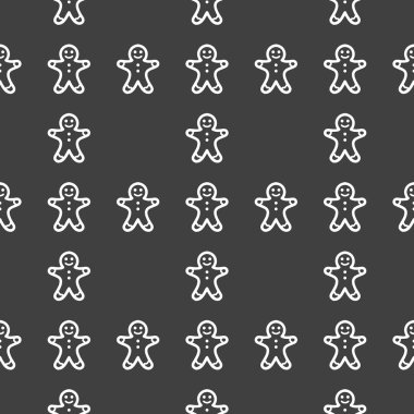 gingerbread web simgesi. düz tasarım. Dikişsiz desen gri.