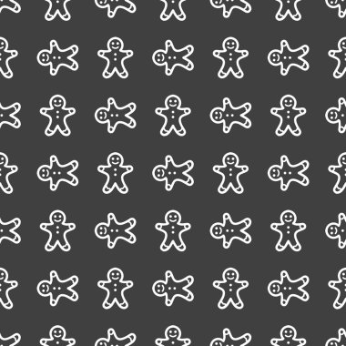 gingerbread web simgesi. düz tasarım. Dikişsiz desen gri.