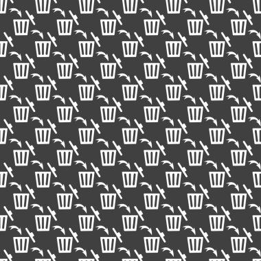 çöp kutusu web simgesi. düz tasarım. Dikişsiz desen gri.