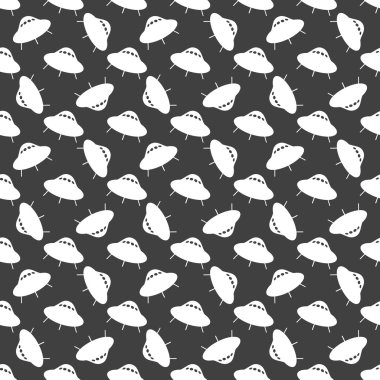 UFO web simgesi. düz tasarım. Dikişsiz desen gri.