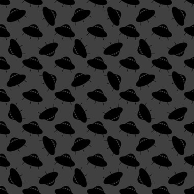 UFO web simgesi. düz tasarım. Dikişsiz desen gri.