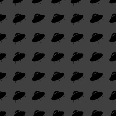 UFO web simgesi. düz tasarım. Dikişsiz desen gri.