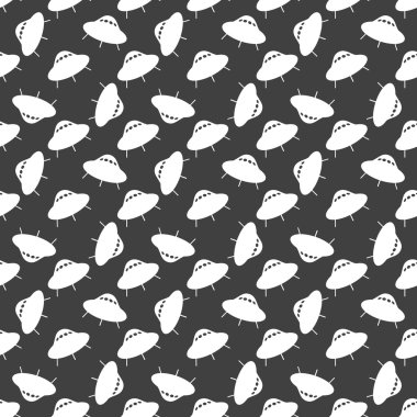 UFO web simgesi. düz tasarım. Dikişsiz desen gri.