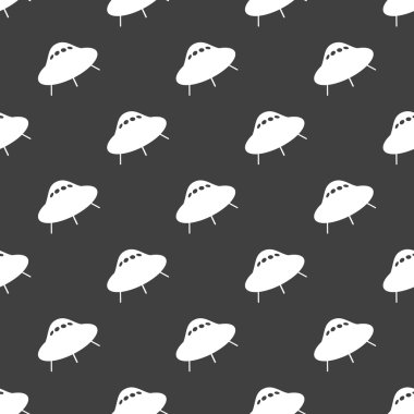 UFO web simgesi. düz tasarım. Dikişsiz desen gri.