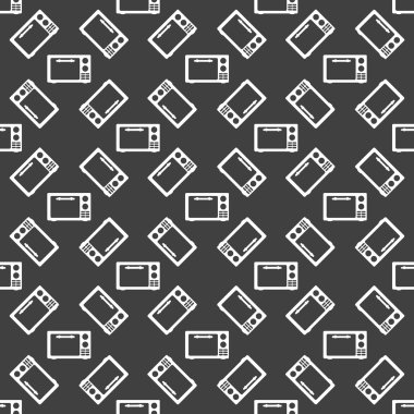 mikrodalga. mutfak ekipmanları web simgesi. düz tasarım. Dikişsiz desen gri.