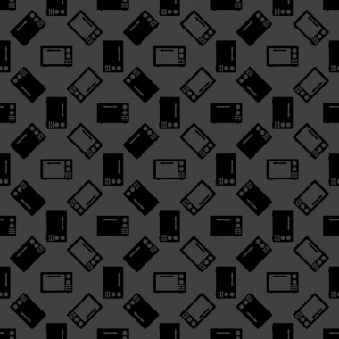 mikrodalga. mutfak ekipmanları web simgesi. düz tasarım. Dikişsiz desen gri.