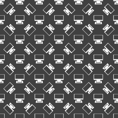 bilgisayar web simgesi. düz tasarım. Dikişsiz desen gri.