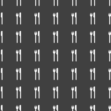 Çatal, bıçak, çatal web simgesi. düz tasarım. Dikişsiz desen gri.