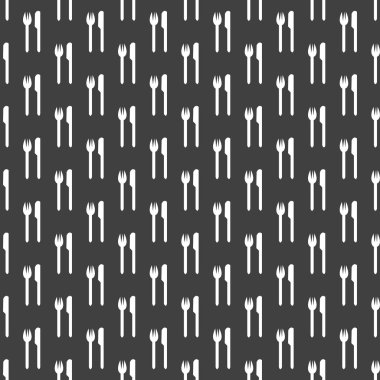 Çatal, bıçak, çatal web simgesi. düz tasarım. Dikişsiz desen gri.
