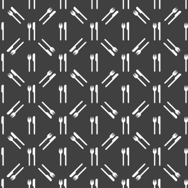 Çatal, bıçak, çatal web simgesi. düz tasarım. Dikişsiz desen gri.