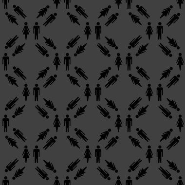 suluet erkekler, kadınlar web simgesi. düz tasarım. Dikişsiz desen gri.