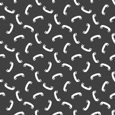 telefon. Web simgesi. düz tasarım. Dikişsiz desen gri.