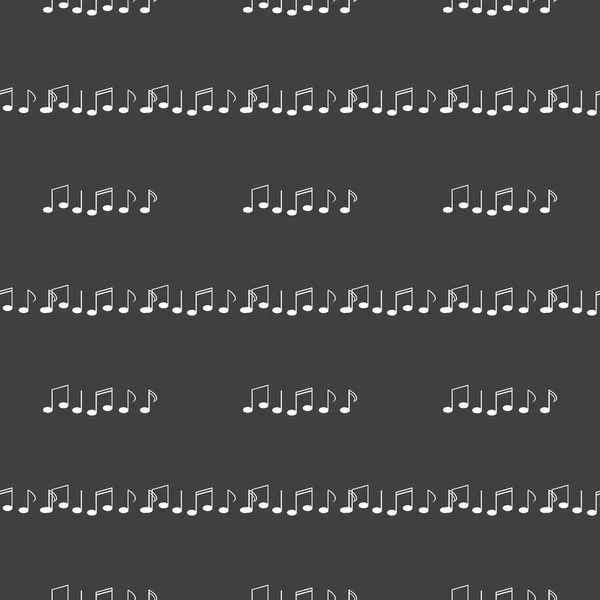 Musik-Elemente vermerkt Web-Icon. flache Bauweise. nahtloses graues Muster. — Stockvektor
