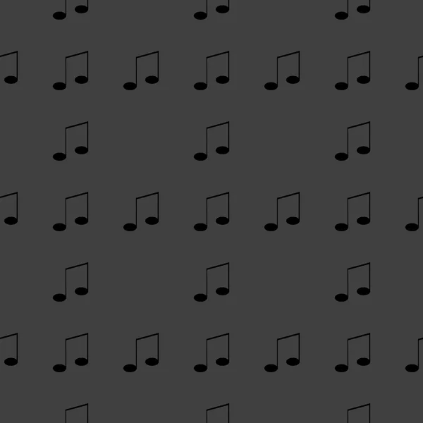 Elementos musicales notas icono web. diseño plano. Patrón gris inconsútil . — Archivo Imágenes Vectoriales