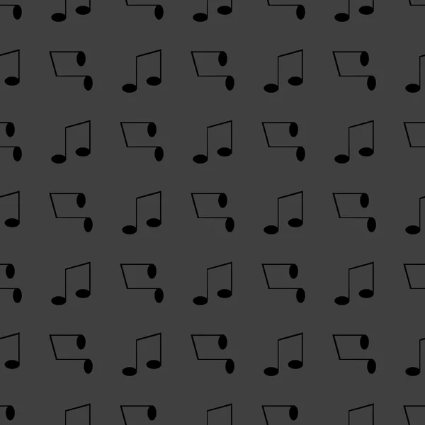 Elementos musicales notas icono web. diseño plano. Patrón gris inconsútil . — Vector de stock