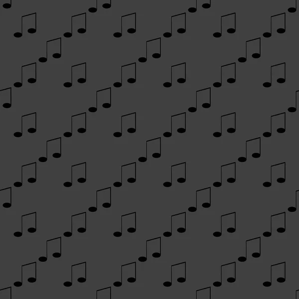 Elementos musicales notas icono web. diseño plano. Patrón gris inconsútil . — Vector de stock