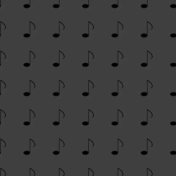 Elementos musicales notas icono web. diseño plano. Patrón gris inconsútil . — Archivo Imágenes Vectoriales