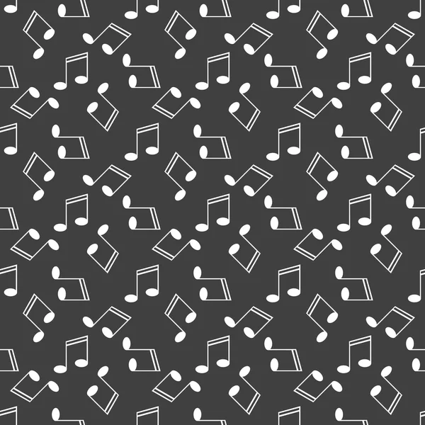 음악 요소 노트 웹 아이콘입니다. 평면 디자인입니다. 원활한 회색 패턴. — 스톡 벡터