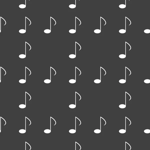 Elementos musicales notas icono web. diseño plano. Patrón gris inconsútil . — Vector de stock