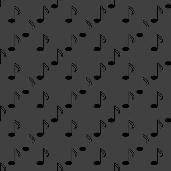 Elementos musicales notas icono web. diseño plano. Patrón gris inconsútil . — Vector de stock