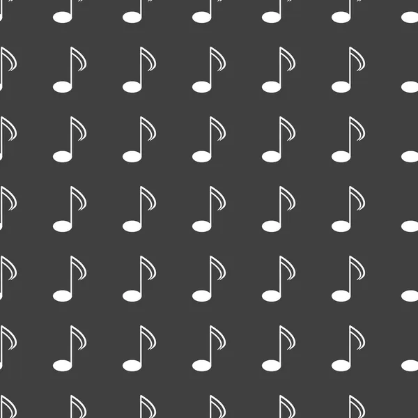 음악 요소 노트 웹 아이콘입니다. 평면 디자인입니다. 원활한 회색 패턴. — 스톡 벡터