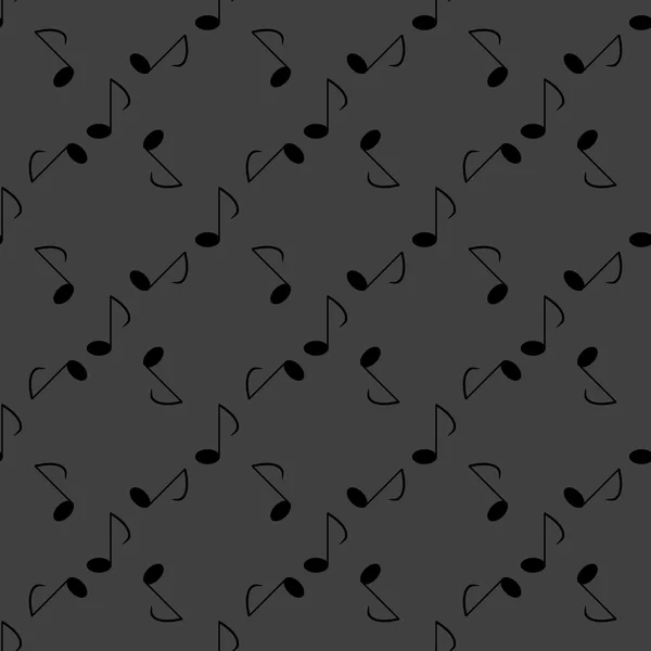 Elementos musicales notas icono web. diseño plano. Patrón gris inconsútil . — Vector de stock
