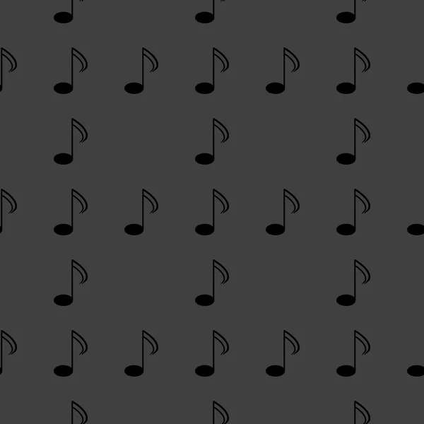 Elementos musicales notas icono web. diseño plano. Patrón gris inconsútil . — Archivo Imágenes Vectoriales
