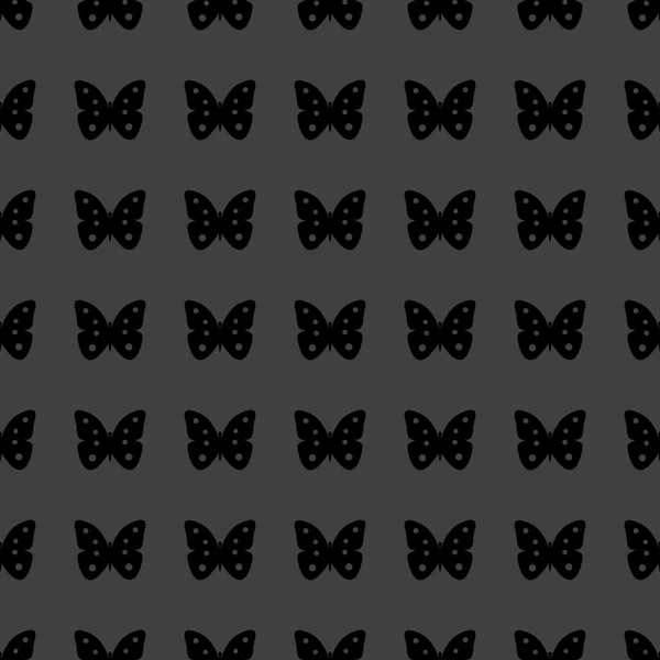 Ícone da web borboleta. design plano. Padrão cinza sem costura . — Vetor de Stock