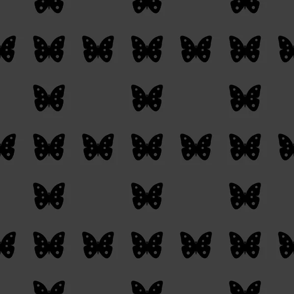 Icono web mariposa. diseño plano. Patrón gris inconsútil . — Archivo Imágenes Vectoriales