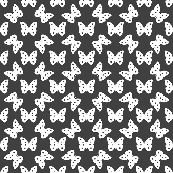 蝶の web アイコン。フラットなデザイン。灰色のシームレスなパターン. — ストックベクタ