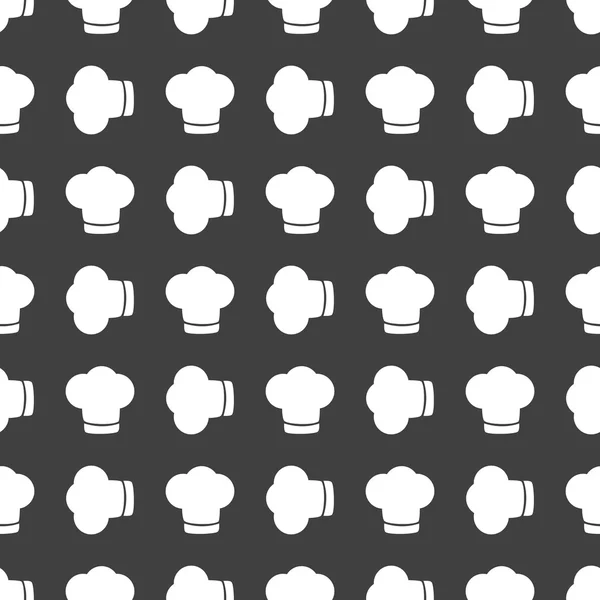Chef cap web icon. flat design. Seamless gray pattern. — Stock Vector