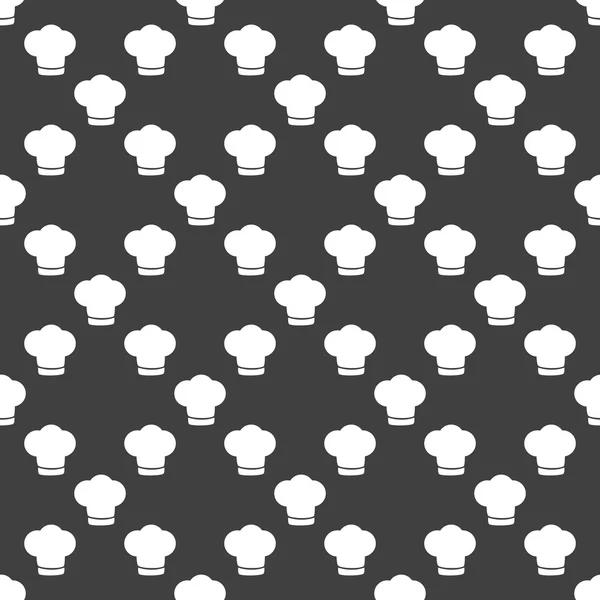 Chef cap icono web. diseño plano. Patrón gris inconsútil . — Archivo Imágenes Vectoriales