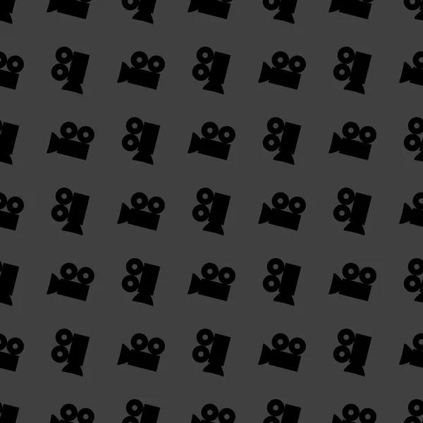 Icono web de cámara de vídeo. diseño plano. Patrón gris inconsútil . — Archivo Imágenes Vectoriales