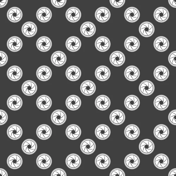 Foto kamera membran spindelväv ikonen. platt design. sömlös grå mönster. — Stock vektor
