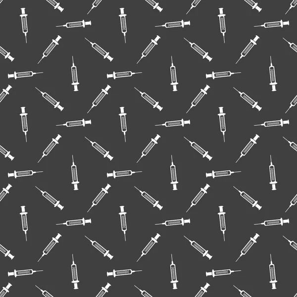 Syringe web icon. flat design. Seamless gray pattern. — Stock Vector