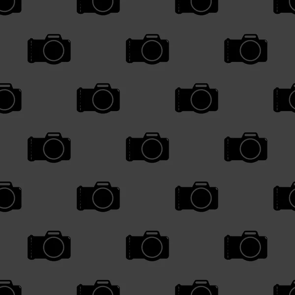 사진 카메라 웹 아이콘입니다. 평면 디자인입니다. 원활한 회색 패턴. — 스톡 벡터