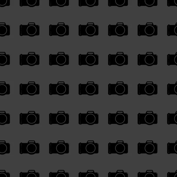 Icono web de cámara fotográfica. diseño plano. Patrón gris inconsútil . — Archivo Imágenes Vectoriales