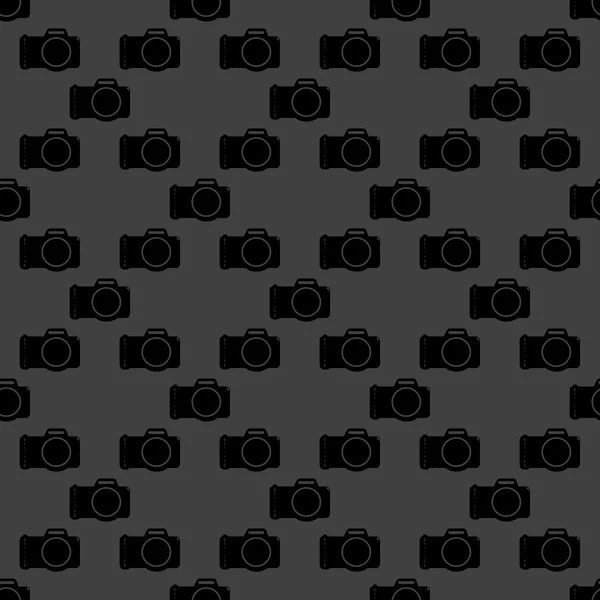 Photo camera web icon. flat design. Seamless gray pattern. — Stock Vector