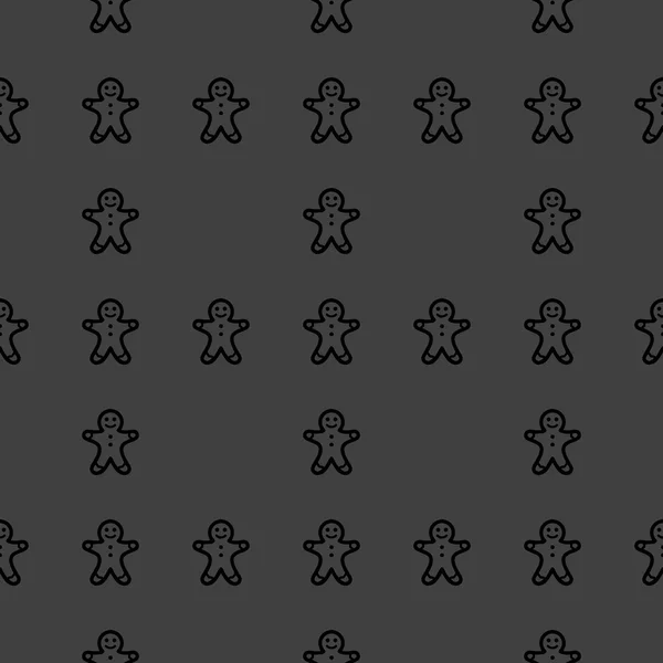Gingerbread web simgesi. düz tasarım. Dikişsiz desen gri. — Stok Vektör