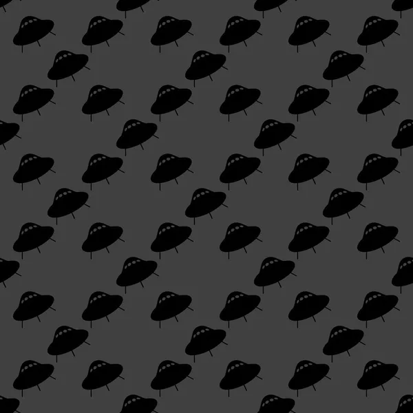UFO spindelväv ikonen. platt design. sömlös grå mönster. — Stock vektor