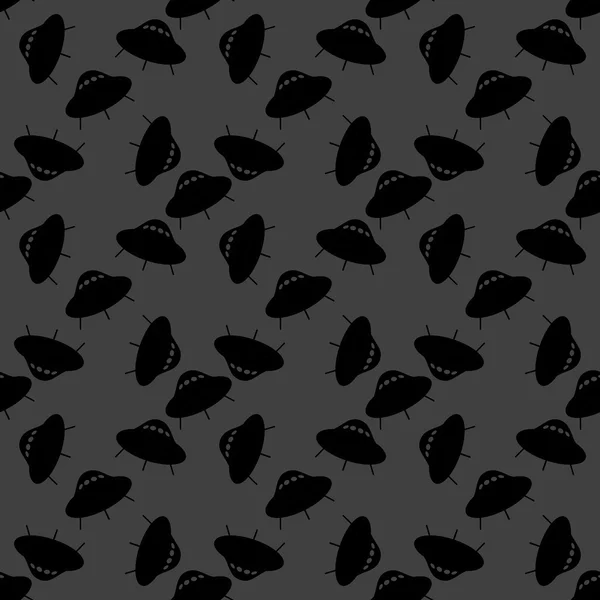 UFO web icon. flat design. Seamless gray pattern. — Stock Vector