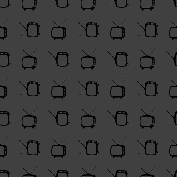 Retro tv spindelväv ikonen. platt design. sömlös grå mönster. — Stock vektor